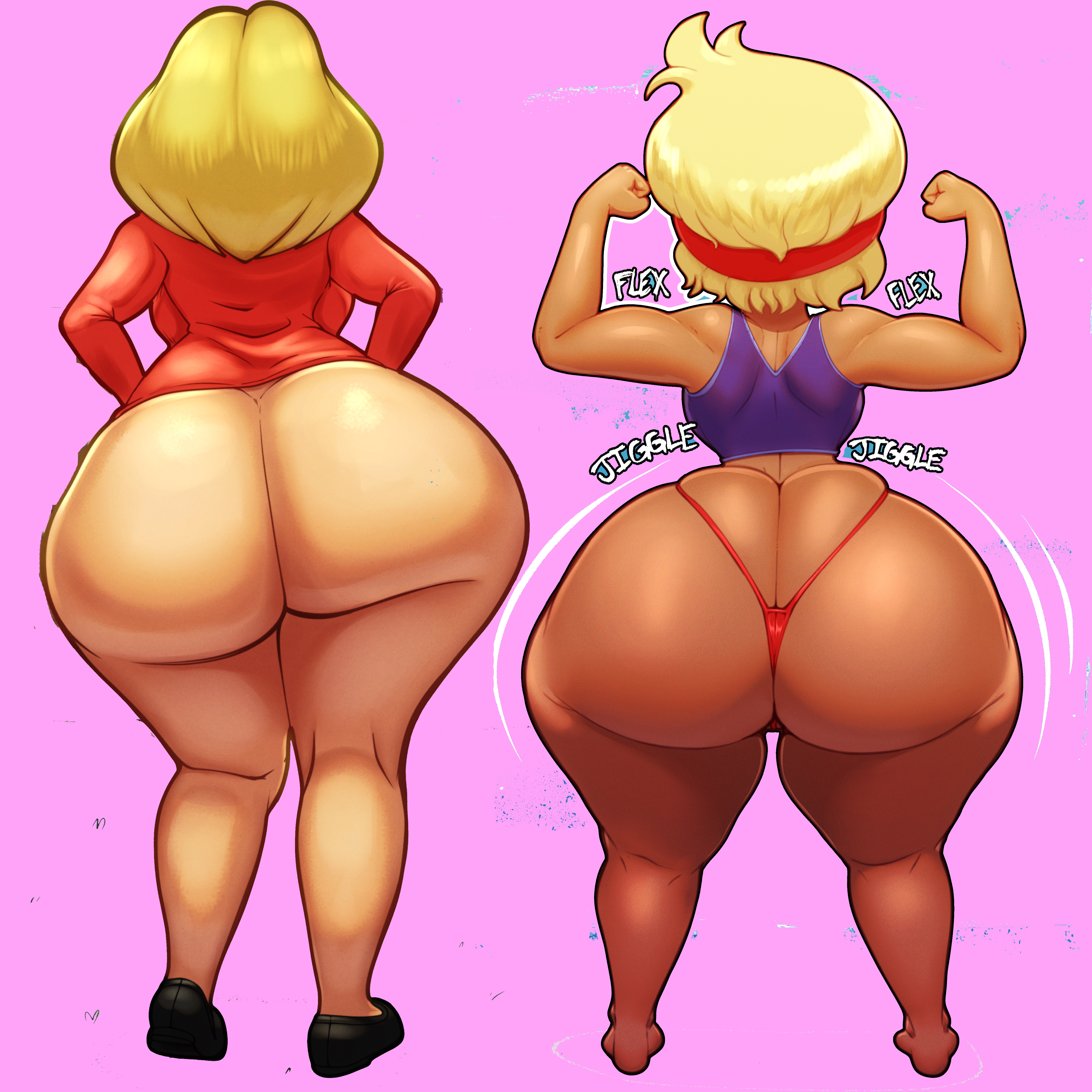 2girls, ass, ass bigger than head, ass focus, big ass, big booty, blonde hair, blonde-haired female, bottom heavy, bottomless, bubble ass, bubble butt, carol (ok k.o.! let's be heroes), carol kincaid, clothing, edit, fat ass, female, female only, huge ass, human, large ass, large thighs, massive ass, milf, n-kosi, n-kosi (coloring), ok k.o.! let's be heroes, rear view, rita loud, the loud house, thick ass, thick legs, thick thighs, thunder thighs, wide hips