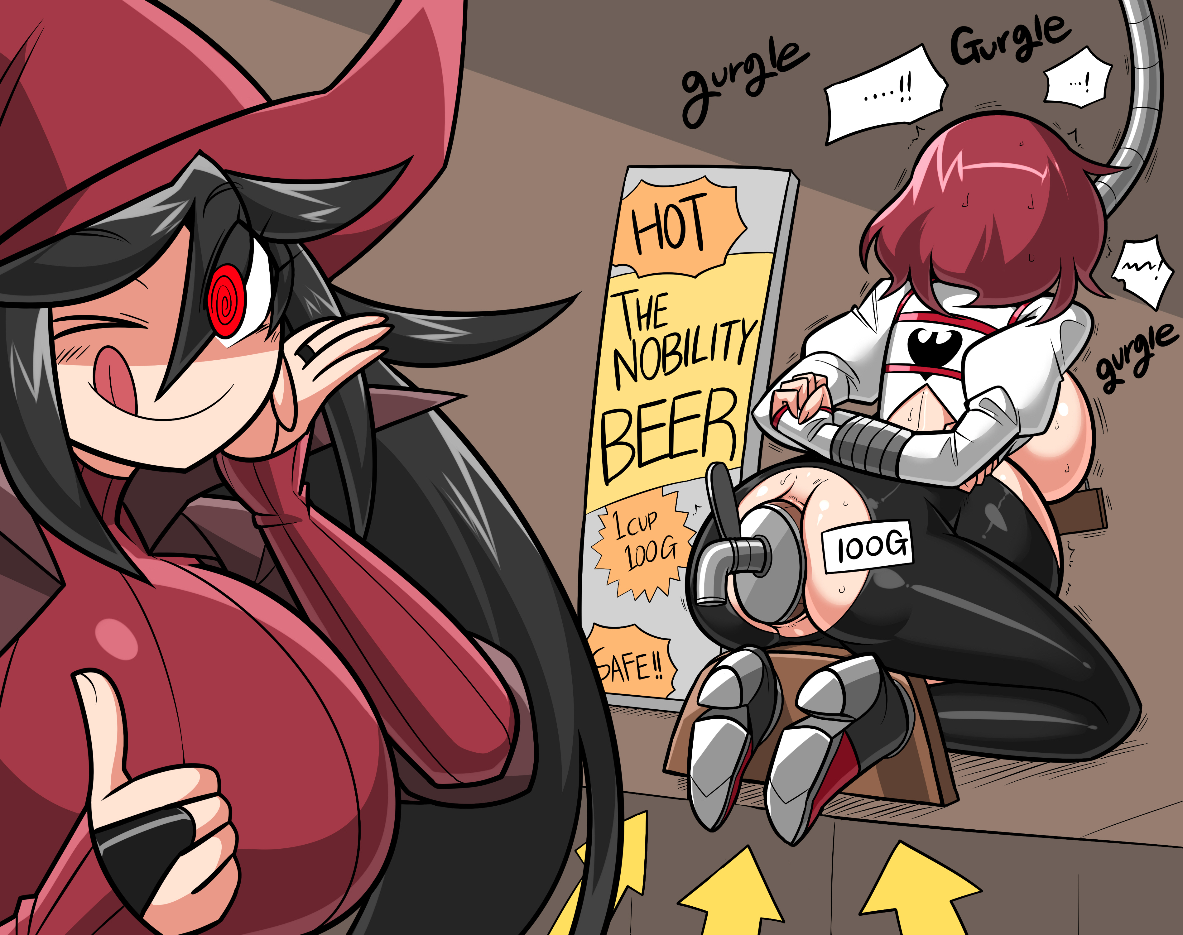 2girls, alcohol, all the way through, anal, anal insertion, anal object insertion, anal wine, backsu, beer, belly, belly bulge, bondage, female, female focus, female only, femsub, forced, gaping, gaping anus, human, humiliation, large insertion, living keg, maddie the witch, object in ass, object insertion, restrained