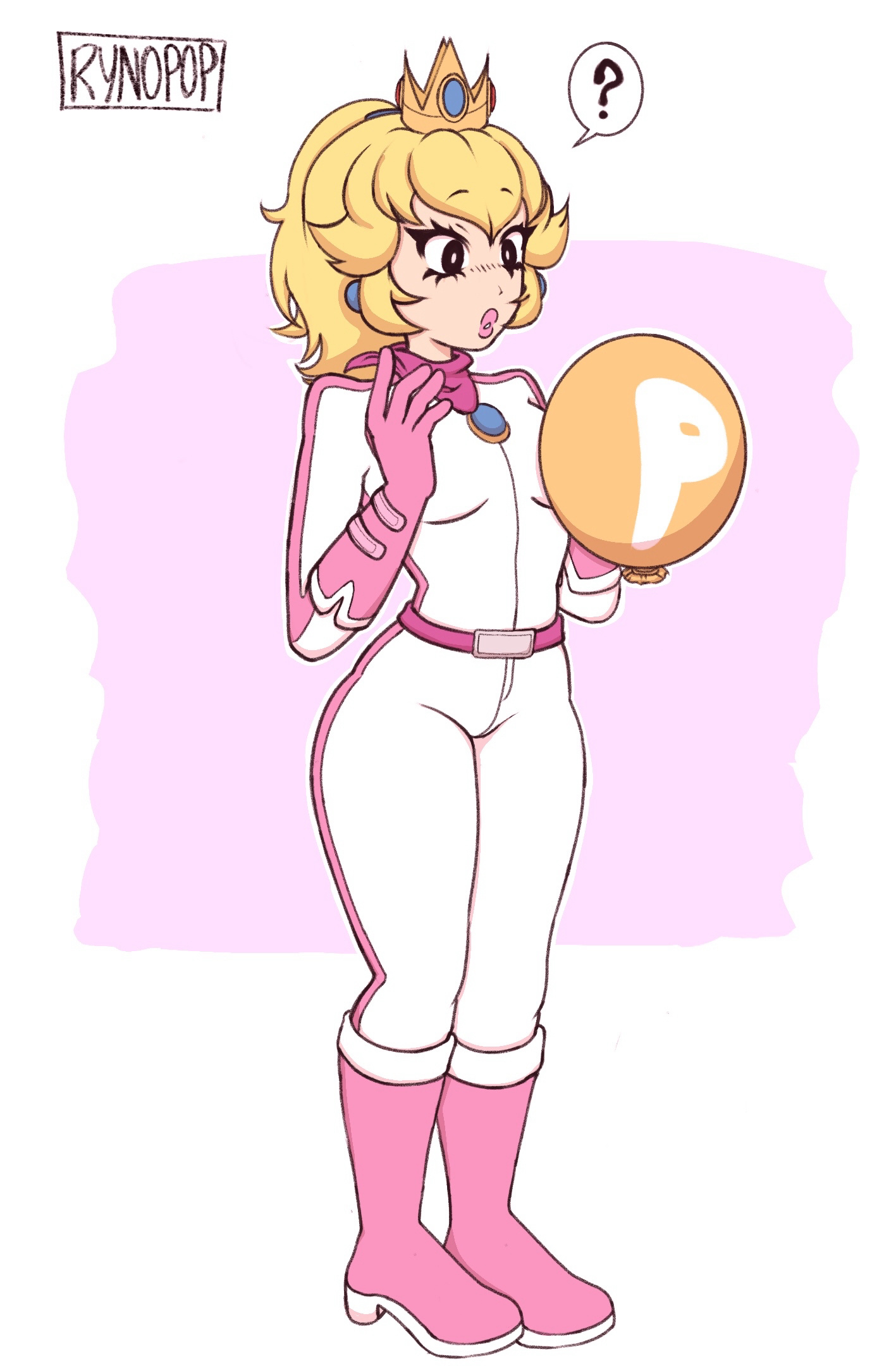 1girls, ass expansion, belly expansion, breast expansion, breast growth, breast growth (enlargement), breasts, female, inflation, mario (series), mario kart, p-balloon, princess peach, rynopop, skin tight, small breasts, solo
