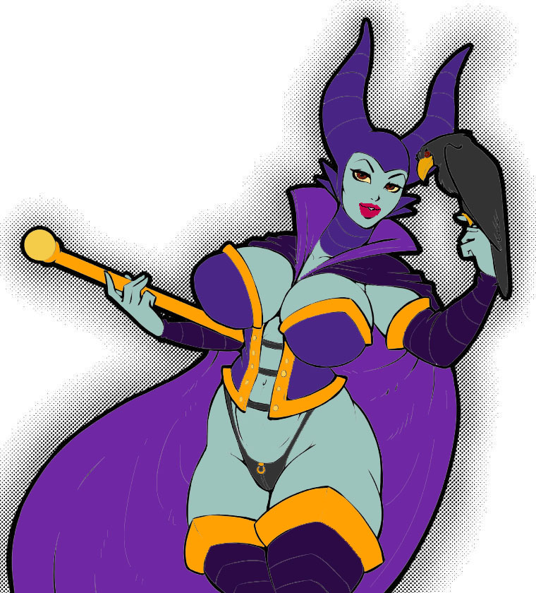 1girls color colored demien disney disney_villains edit horns huge_breasts large_ass maleficent ridged_horns sleeping_beauty_(1959_film) thick_thighs wide_hips