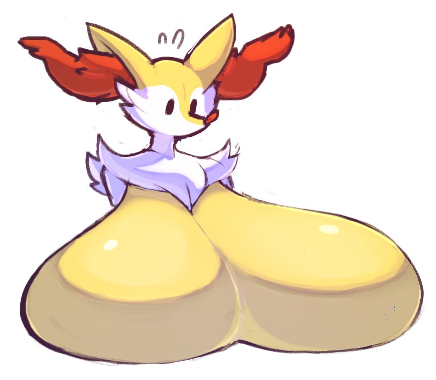 anthro atsuineko atsuinekowo big_breasts braixen breasts canid canine female fox generation_6_pokemon huge_breasts hyper hyper_breasts mammal nintendo orange_body orange_fur pokemon pokemon_(species) solo white_body white_fur yellow_body yellow_fur