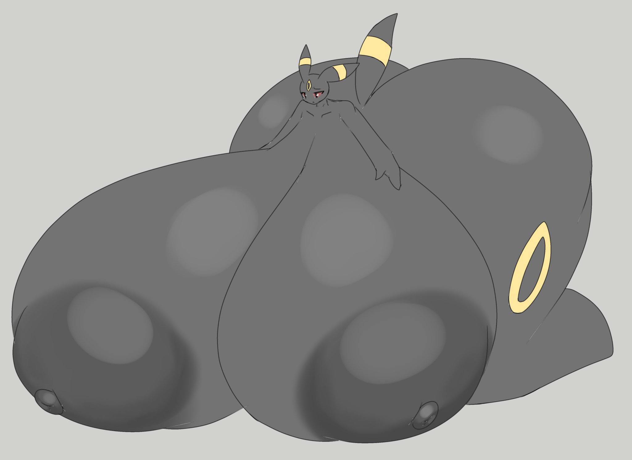 anthro, areola, ass, big ass, big breasts, big butt, black body, black eyes, black fur, breasts, colossal ass, colossal breasts, eeveelution, enormous ass, enormous breasts, female, generation 2 pokemon, gigantic ass, gigantic breasts, huge ass, huge breasts, huge butt, hyper, hyper ass, hyper breasts, hyper butt, large ass, large breasts, markings, massive areolae, massive ass, massive breasts, nintendo, nipples, pokemon, pokemon (species), red sclera, solo, tail, tha randomu, thick thighs, thunder thighs, umbreon, wide hips