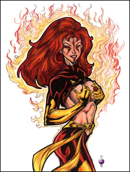 1990s 1998 1girls 20th_century dark_phoenix female female_only jean_grey marvel phoenix_(x-men) solo straight_hair tcatt x-men