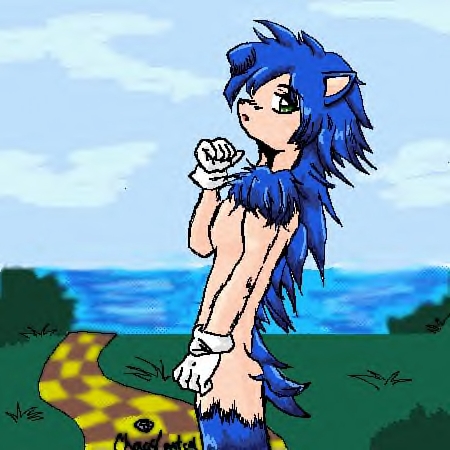 anthro blue_fur color day fur furry kemonomimi male male_only nude outdoors sega side_view solo sonic_(series) sonic_1 sonic_the_hedgehog sonic_the_hedgehog_(series) straight_hair tagme