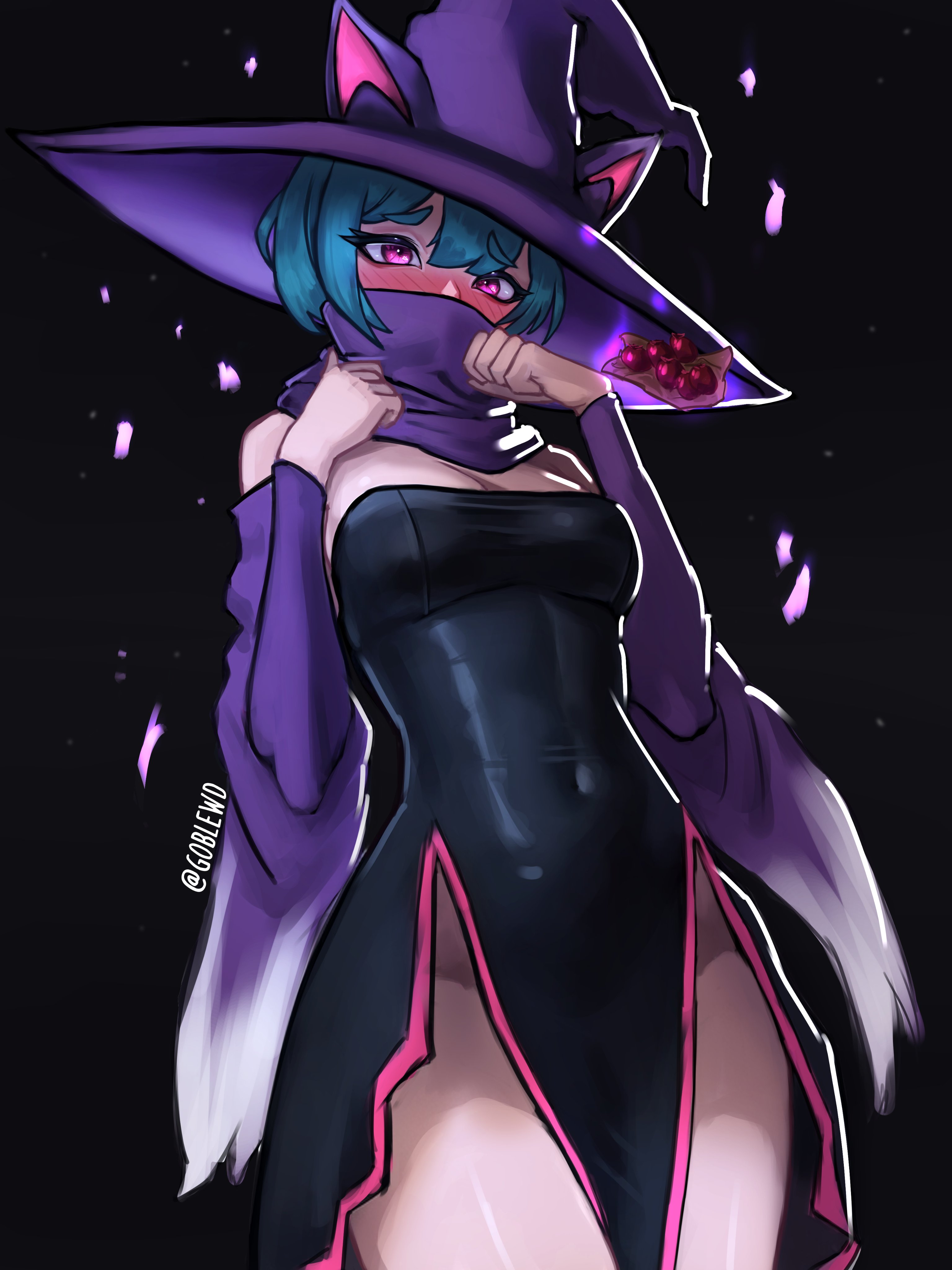 artist request, ass, big ass, big thighs, blue body, blue hair, blush, breasts, cute, embarrassed, female, female only, huge ass, huge thighs, human, humanized, katress, looking at viewer, medium breasts, pal (species), palworld, pink eyes, short hair, solo, tagme, thick hips, thick thighs, thighs