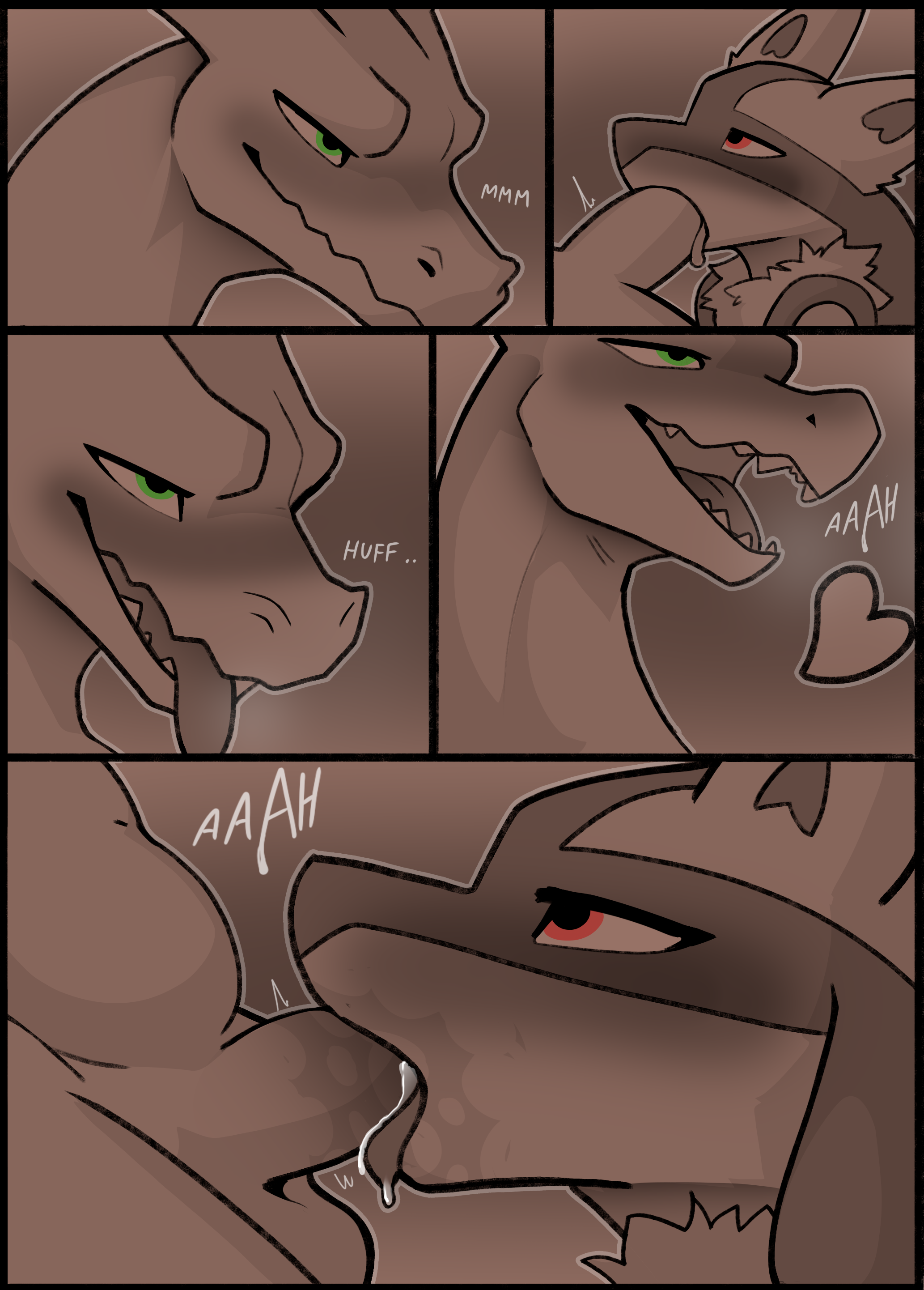 absurd res, anthro, azoomer, balls, blowjob, blush, bodily fluids, breath, canid, canine, charizard, comic, cum, cum in mouth, cum inside, digital media (artwork), duo, erection, fellatio, fur, gay, generation 1 pokemon, generation 4 pokemon, genital fluids, genitals, green eyes, hi res, lucario, male, male penetrated, male penetrating, male penetrating male, male/male, mammal, monochrome, nintendo, nude, oral, oral penetration, panting, penetration, penile, penis, penis in mouth, pokemon, pokemon (species), red eyes, sex, simple background, smile, text, tongue, tongue out, tongue out blowjob
