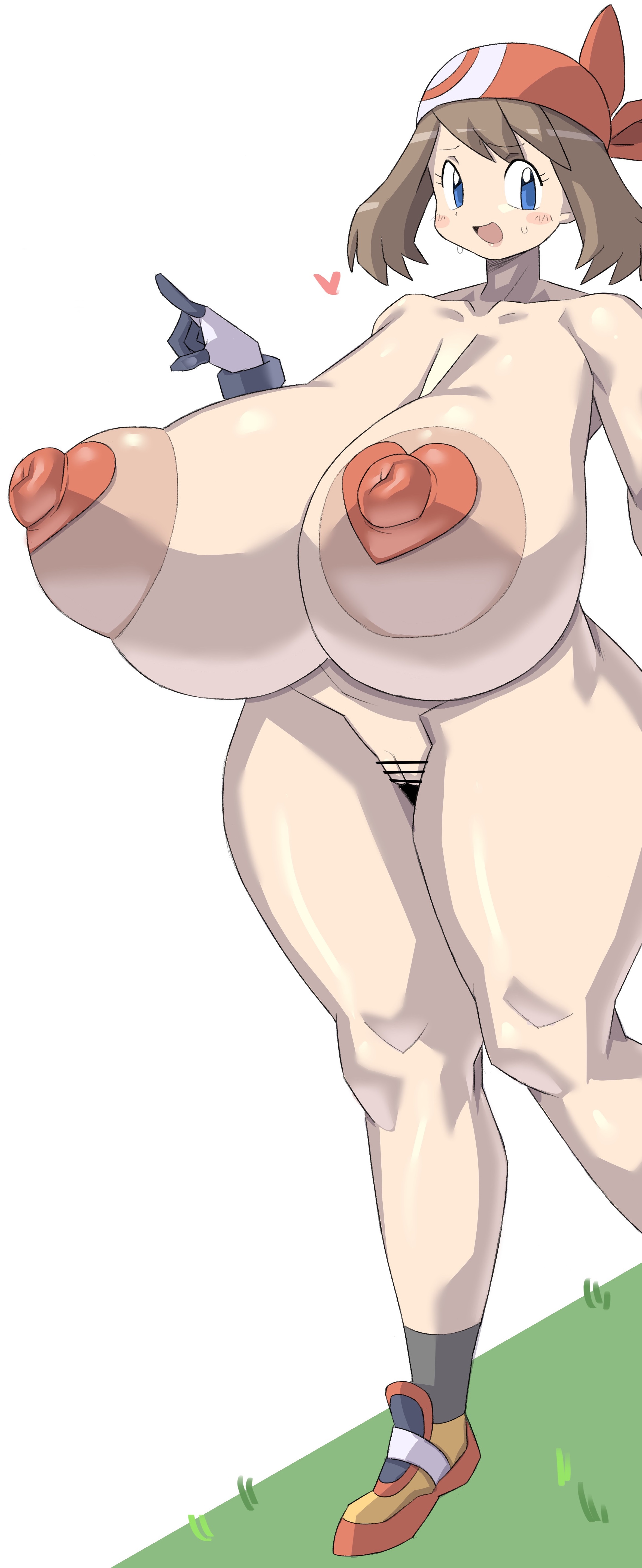 alternate breast size, areola, areolae, big areola, big areolae, big breasts, big nipples, bimbo, blue eyes, breasts, brown hair, censored, covered nipples, female, gigantic areola, gigantic areolae, gigantic breasts, gigantic nipples, huge areola, huge areolae, huge breasts, huge nipples, hyper areola, hyper areolae, hyper breasts, hyper nipples, large areolae, large breasts, large nipples, massive breasts, may (pokemon), naked, nipple covers, nipples, nude, pokemon, pokemon rse, puffy areola, puffy areolae, pussy, sakana8888888