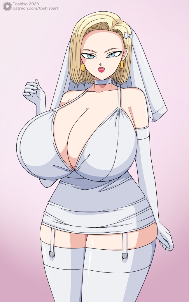 1girls alternate_version_available android_18 blonde blonde_hair blonde_hair_female blue_eyes blue_eyes_female cameltoe cleavage curvy dragon_ball erect_nipples female gigantic_breasts huge_areolae huge_ass puffy_nipples red_lips short_hair short_hair_female thick_lips toshiso voluptuous wide_hips yellow_hair