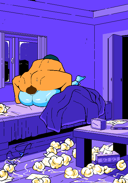 1boy 1girls 2d animated ass bed bedroom bikini bikini_bottom_around_leg bikini_top_removed blue_body blue_skin clock cum cum_on_bed cum_on_floor game_cg ghost ghost_(jermaneels) ghost_girl jermaneels long_hair loop looping_animation mating_press nude nude_female nude_male penis penis_in_pussy pixel_animation pixel_art pussy sex string_bikini strip_rock-paper-scissors_-_ghost_edition striped_bikini thick_thighs thighs tissue tissue_box vaginal_penetration window