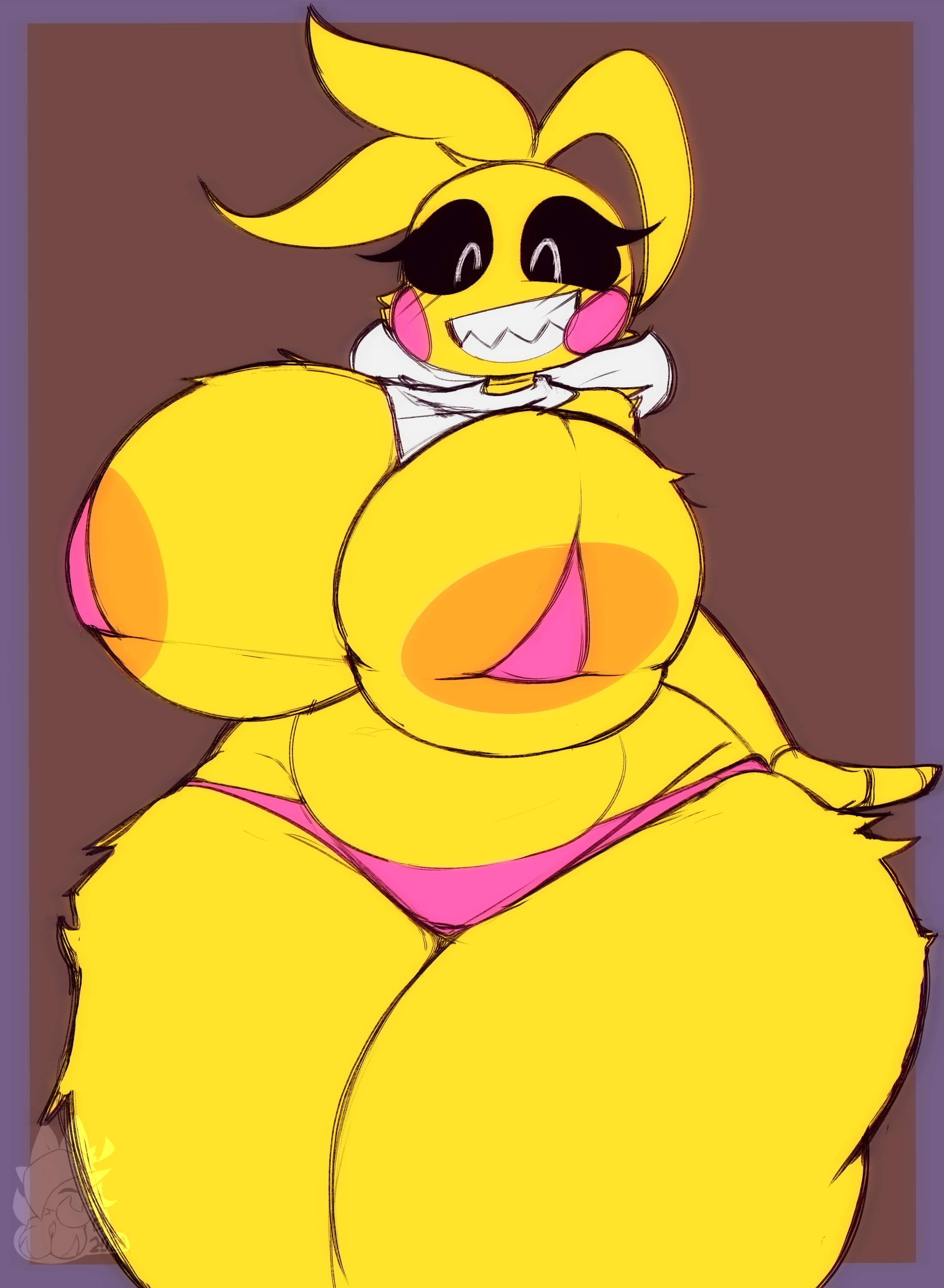 1girls, animatronic, ass, big breasts, breasts, breasts bigger than head, breasts out, chicken, female, five nights at freddy's, five nights at freddy's 2, gardegu, huge ass, huge breasts, robot, solo, toy chica (fnaf)