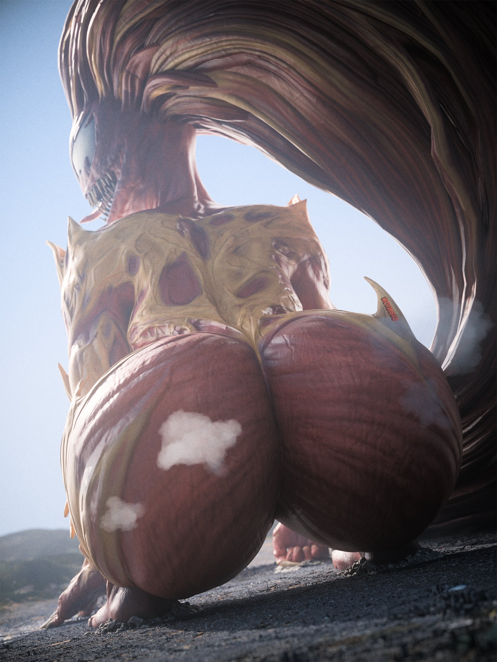 3d, 3d (artwork), alien, ass, big ass, female, giantess, huge ass, long hair, marvel, marvel comics, mary jane watson, mary jane watson (insomniac), scream (insomniac), scream (spider-man), sharp teeth, spider-man (ps4), spider-man (series), symbiote, wotm8h8