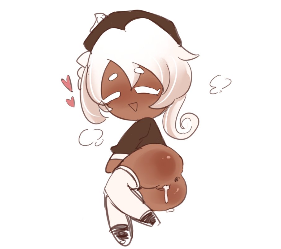 <3, 1girls, after sex, after vaginal, alternate costume, alternate hair length, ass, ass focus, blush, blushing, bottomless, brown body, closed eyes, cookie run, cookie run kingdom, cum, cum drip, cum in pussy, cum inside, cum leaking, exposed, exposed ass, exposed pussy, female, female focus, happy, heart, latte cookie (cookie run), long socks, medium hair, musk, musk clouds, official alternate costume, open mouth, pussy, solo, solo female, stockings, thick ass, vagina, video game, video game character, video games, white hair, wholesome, yoli