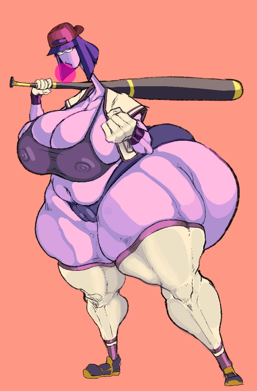 1girls ass baseball_bat baseball_cap baseball_uniform big_ass big_breasts breasts cap female female_only huge_ass huge_breasts hyper_ass nipple_bulge pena_(lazyppnsfw) slightly_chubby solo sunk00_(artist)