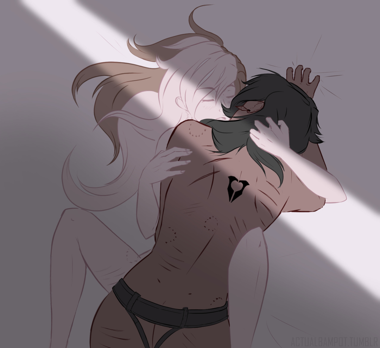 2girls, black hair, brown hair, buttsex, cinder fall, female, half naked, lesbian, lesbo daddy, long hair, multicolored hair, multiple females, multiple girls, naked, neo (rwby), pink hair, rough buttsex, rough sex, rwby, scars, sex, underwear, yuri