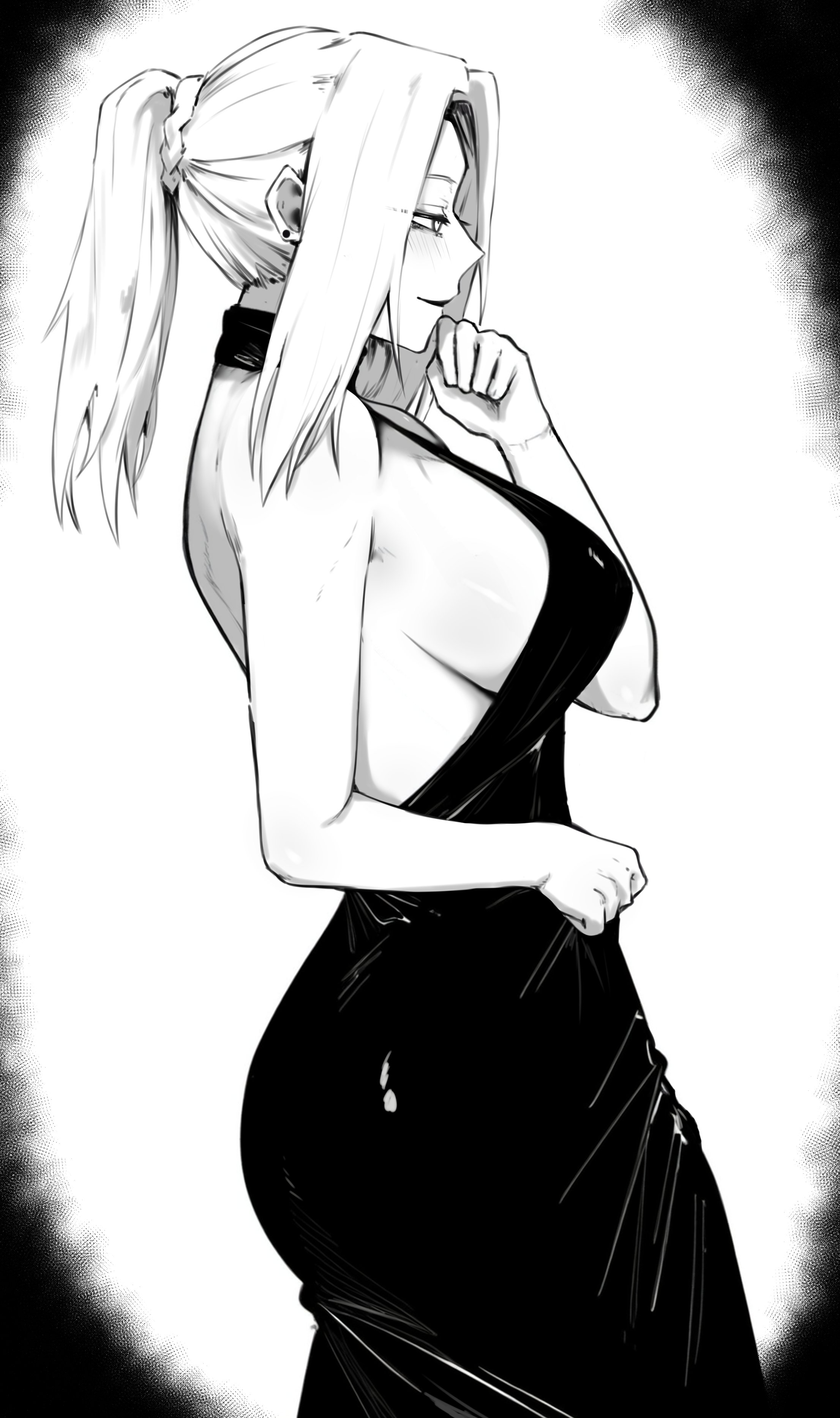 black dress, breasts, female, jujutsu kaisen, large breasts, masoq095, mei mei (jujutsu kaisen)