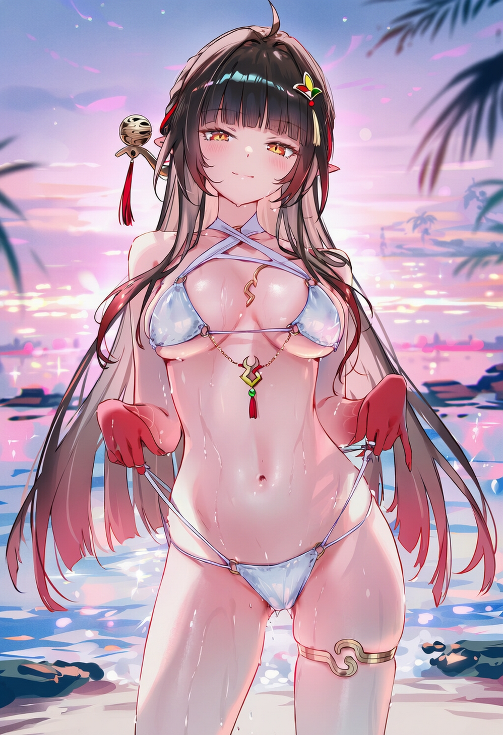 ai generated, bikini, curvy female, curvy figure, female, female focus, female only, honkai: star rail, lingsha (honkai: star rail), raaicave