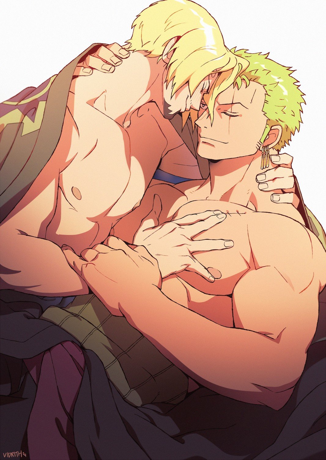 couple, cute, gay, gay couple, male, male only, one piece, romantic, romantic couple, roronoa zoro, vidrith, vinsmoke sanji, yaoi