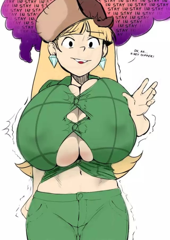 1girls, artist name, big breasts, breasts, clothing, female, gravity falls, inconvenient breasts, pacifica northwest