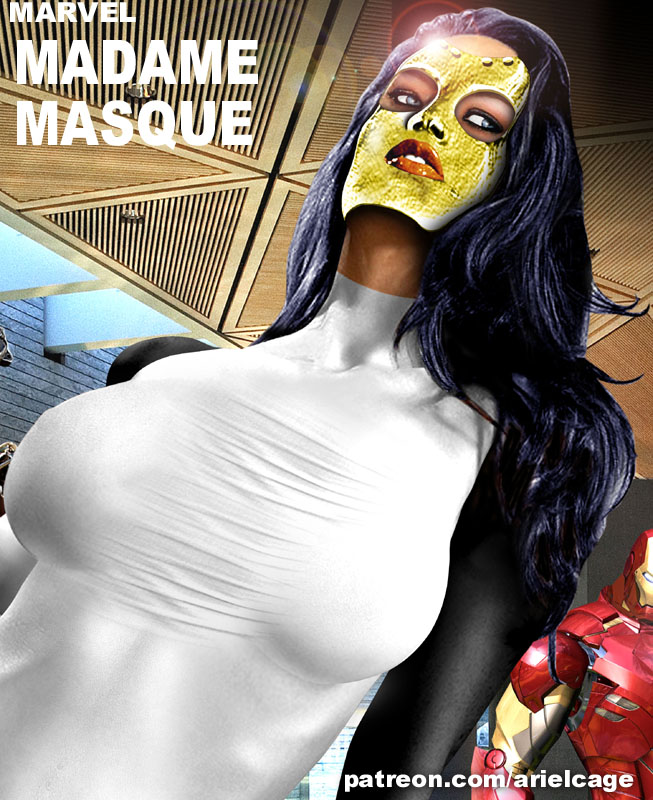 agents_of_s.h.i.e.l.d. avengers black_hair black_hair_female hydra iron_man madame_masque marvel marvel_comics masked_female secret_agent sexy sexy_pose supervillain supervillain_costume supervillainess tony_stark