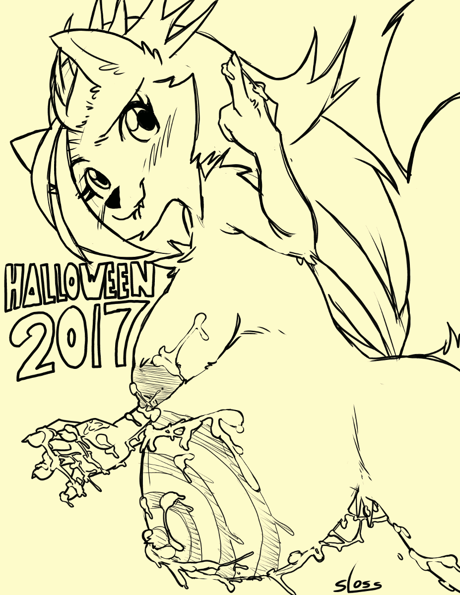 2017 anthro areola belly big_belly big_breasts breasts cum cum_on_breasts cum_on_stomach cumshot ejaculation female furry halloween holidays middle_finger nude orgasm pregnant puffy_areola sloss