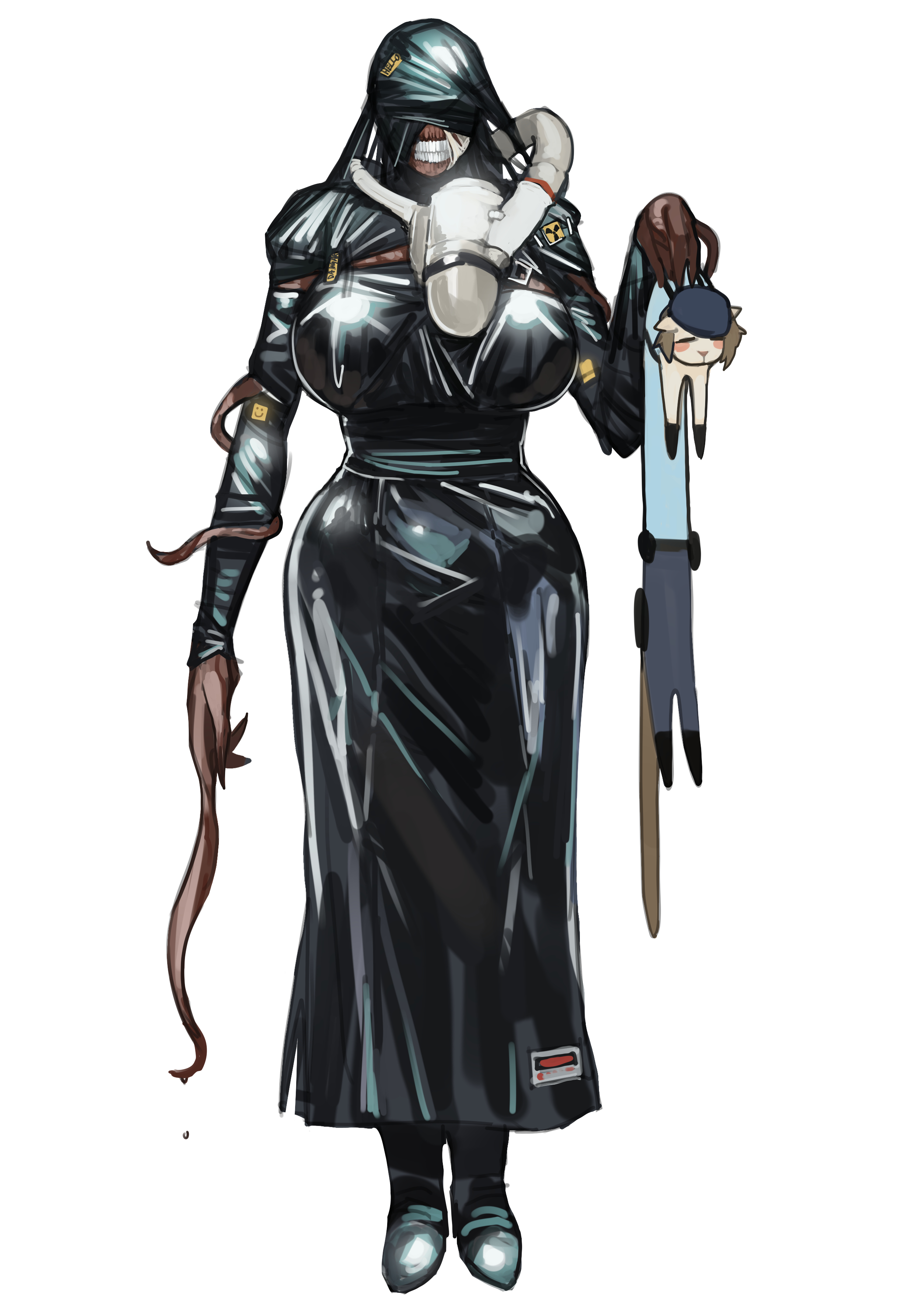 breasts, feline, female, hourglass figure, huge breasts, miaojiangyou, monster girl, nemesis (resident evil), resident evil, resident evil 3, rule 63, shiny clothes, tentacle, zombie girl