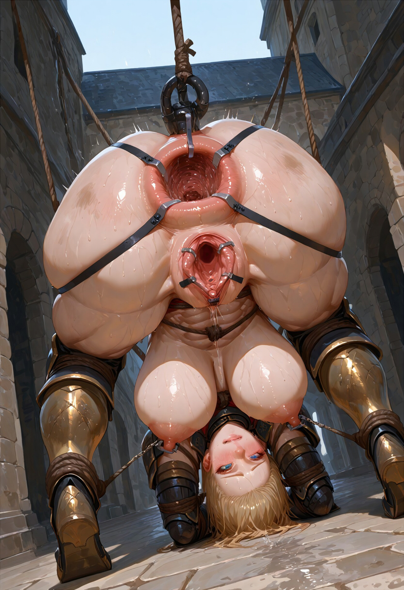 1girls, ai generated, anal, anal dilation, anal gape, anal torture, anatomically incorrect, anus, armor, armored female, big breasts, breasts, breasts out, buttholeking, defeated heroine, destroyed anus, dilated anus, dilation belt, exposed breasts, female, female only, gaping anus, genital torture, huge breasts, huge gape, human, humiliation, nipple pull, nipple torture, nipples, nonconsensual, partially clothed, public humiliation, punishment, pussy, pussy torture, ruined anus, ruined pussy, solo female, speculum, spread pussy, torture, tunnel gape, wrecked ass