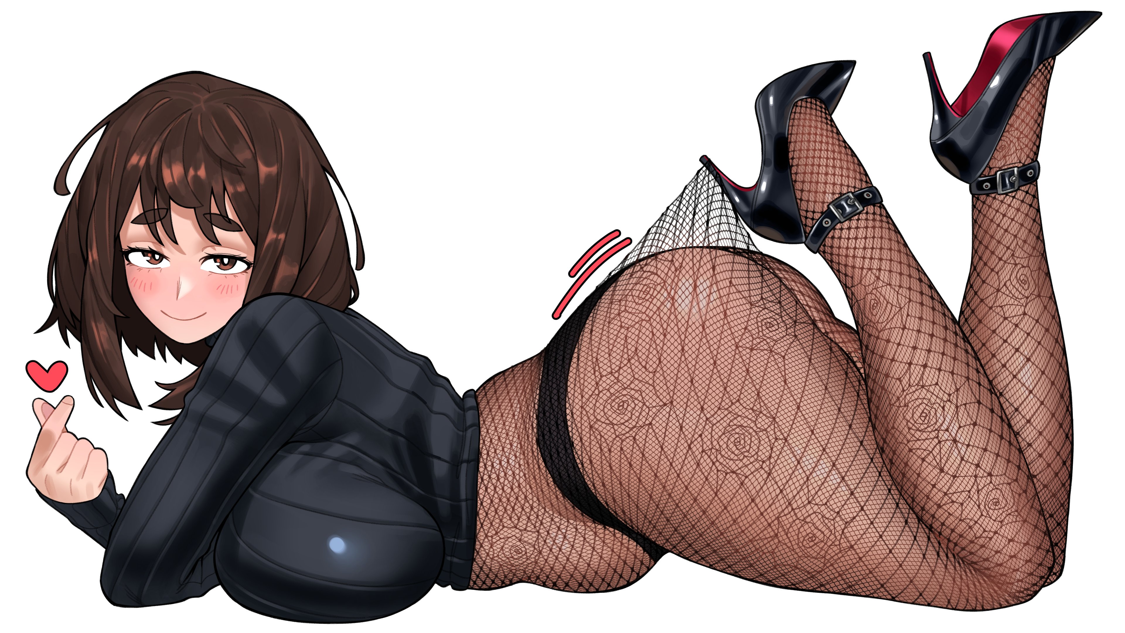 1girls, alternate version available, ass, big ass, big breasts, big bulge, big butt, big hips, big thighs, boku no hero academia, breasts, brown hair, brown-haired female, female, female only, fishnet stockings, fishnets, green hair, high heels, hips, huge ass, huge boobs, huge breasts, huge butt, huge hips, huge thighs, lace pantyhose hooked on heel (meme), leotard, lingerie panties, male/female, milf, my hero academia, ochako uraraka, pantyhose, purple eyes, purple hair, short hair, thick thighs, thighhighs, thighs, trend, twitter trend, voidloop, wide hips, wide thighs