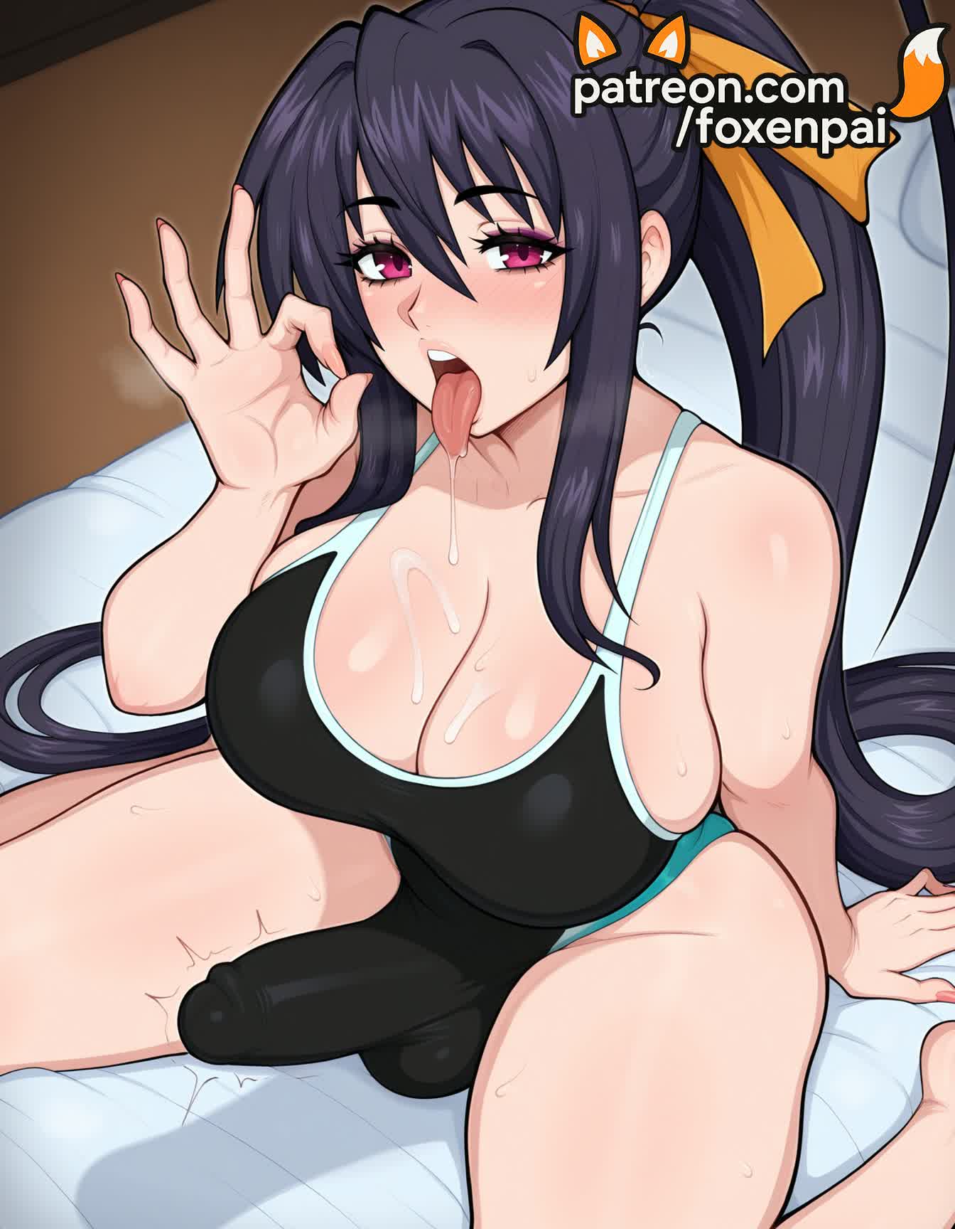 1futa, 2025, ai generated, akeno himejima, artist name, big breasts, big chest, black hair, blush, breasts, bust, busty, chest, cleavage, cock, cum, dick, erection, erection under clothes, fellatio gesture, foxenpai, futanari, hair ribbon, hi res, high quality, high resolution, high school dxd, highres, intersex, large breasts, long hair, patreon, patreon username, penis, ponytail, ribbon, sitting, solo, stable diffusion, sweat, tongue, tongue out, very long hair, wariza, watermark