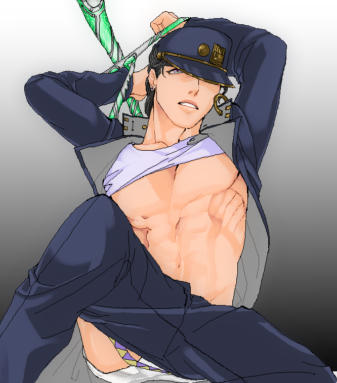 1boy hierophant_green jojo's_bizarre_adventure jotaro_kujo male male_only solo stand_(jjba) stardust_crusaders