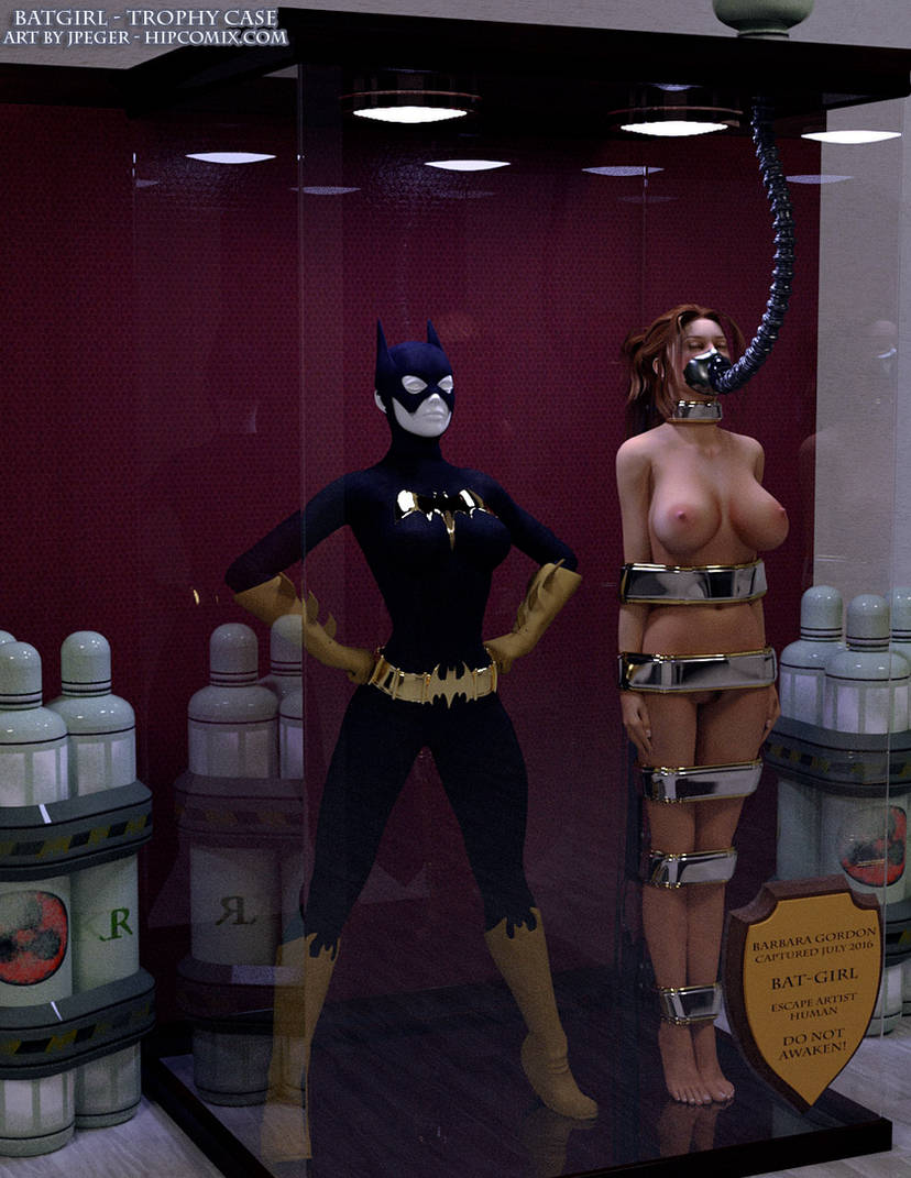 3d barbara_gordon batgirl batman_(series) bound bound_arms bound_legs completely_naked completely_naked_female completely_nude completely_nude_female dc dc_comics mannequin nude nude_female thejpeger trophy_case