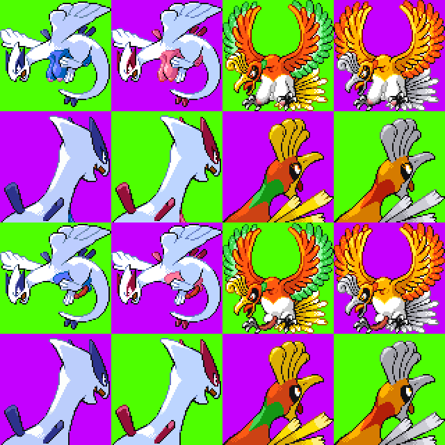 breasts checkered_background dick female green_background ho-oh legendary_pokémon legendary_pokemon lugia male no_humans pixel_art pokemon pokemon_(species) pokezelda3 purple_background sprite sprite_edit sprite_sheet