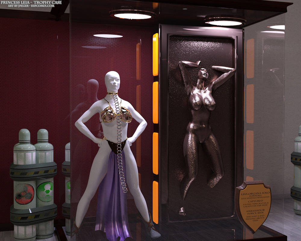 3d carbonite carbonite_freeze completely_nude completely_nude_female frozen mannequin nude nude_female princess_leia_organa slave_leia_costume star_wars thejpeger trophy_case