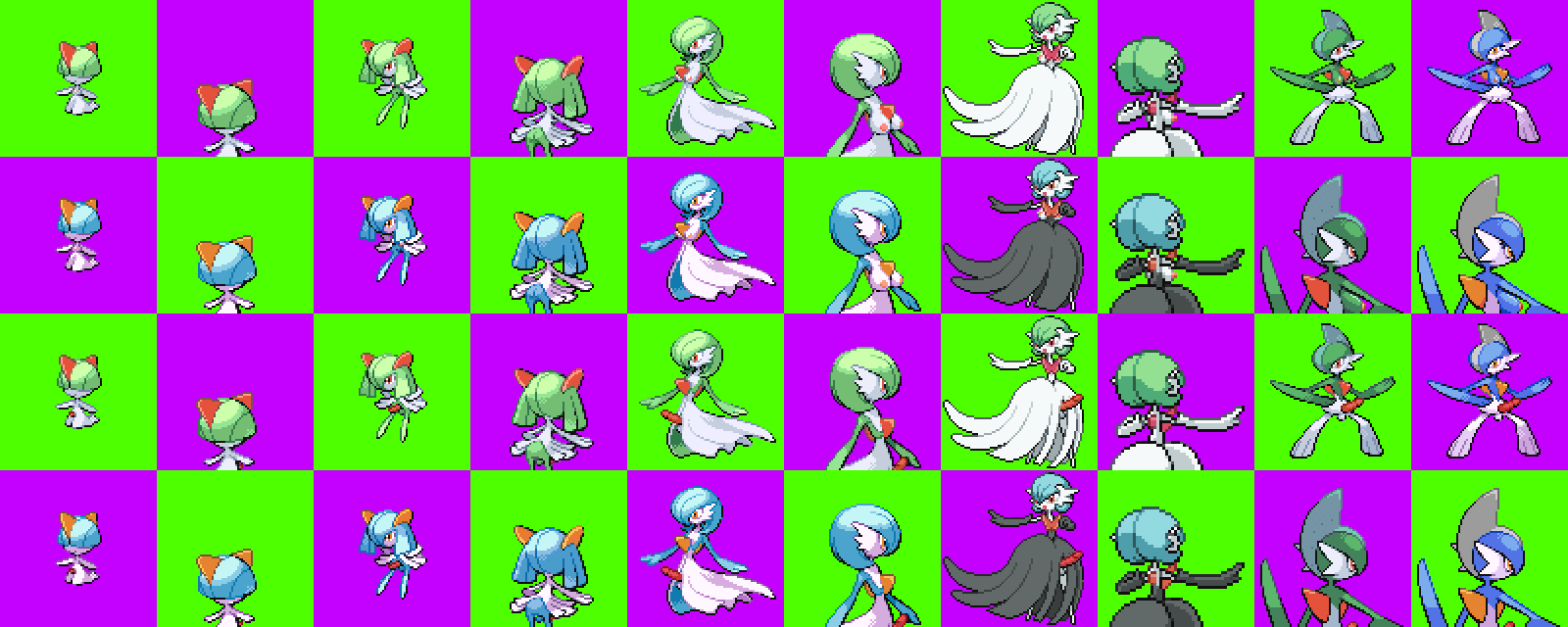 anthro breasts checkered_background dick evolution female gallade gardevoir green_background kirlia male mega_evolution mega_gardevoir pixel_art pokemon pokemon_(species) pokemon_evolution pokezelda3 purple_background ralts sprite sprite_edit sprite_sheet