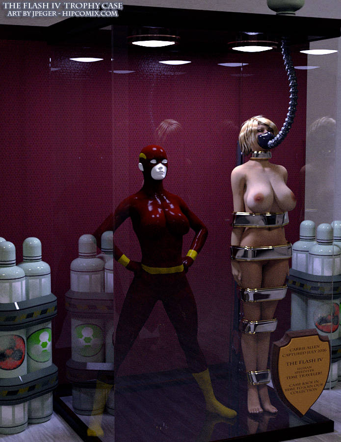 3d bound bound_arms bound_legs carrie_allen completely_nude completely_nude_female dc_comics mannequin nude nude_female the_flash the_flash_(series) thejpeger trophy_case