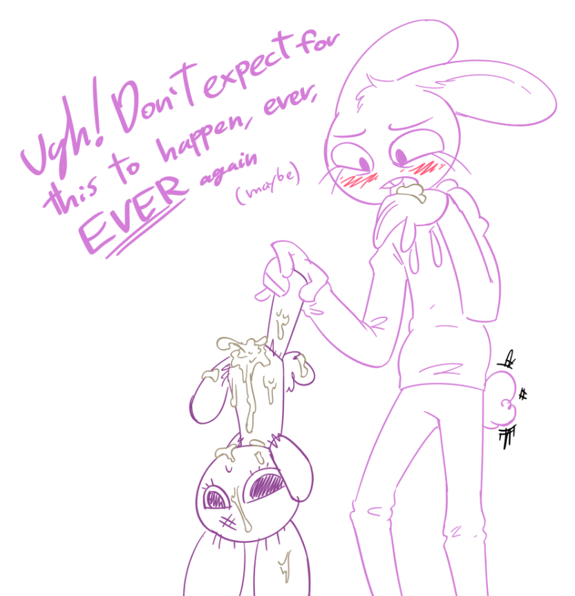 5_fingers after_orgasm anthro beanie_(roommates) blush bodily_fluids bonnie_(fnaf) bottomwear clothing color_coded cum cum_inside cum_on_hand cum_on_plushie dialogue disgust ears_down eyelashes female fingers five_nights_at_freddy's genital_fluids holding_object holding_plushie hoodie improvised_sex_toy lagomorph leporid licking_cum looking_down mammal pants pivoted_ears plushie plushophilia rabbit roommates:motha scottgames scut_tail secretly_loves_it short_tail solo soulcentinel tail text topwear white_body