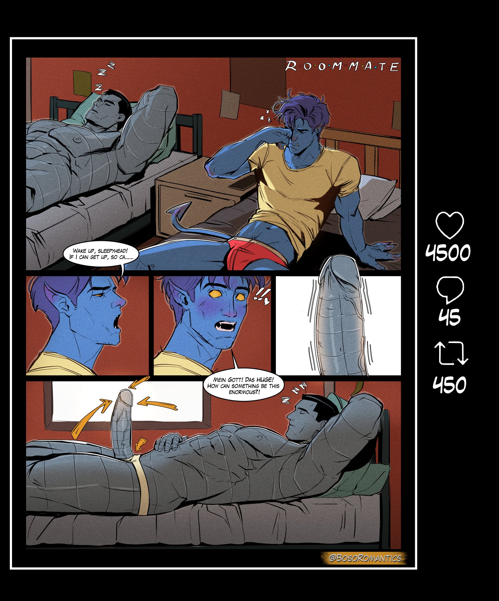 bosoromantics, colossus, comic, gay, kurt wagner, male, male only, marvel, marvel comics, nightcrawler, piotr rasputin, tagme, uncensored, x-men, yaoi