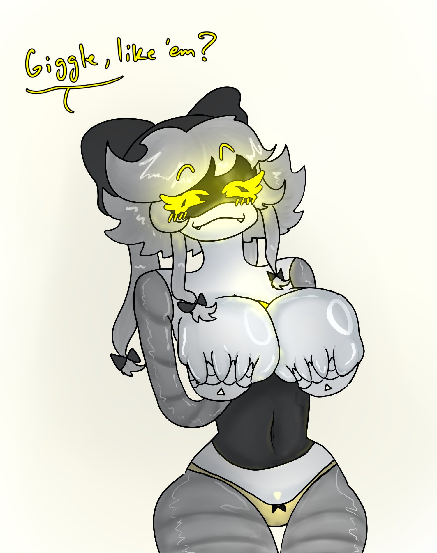 boobs, breasts, cyn (murder drones), female, female only, glitch productions, large breasts, murder drones, robot, robot girl, tagme, white hair, yellow eyes