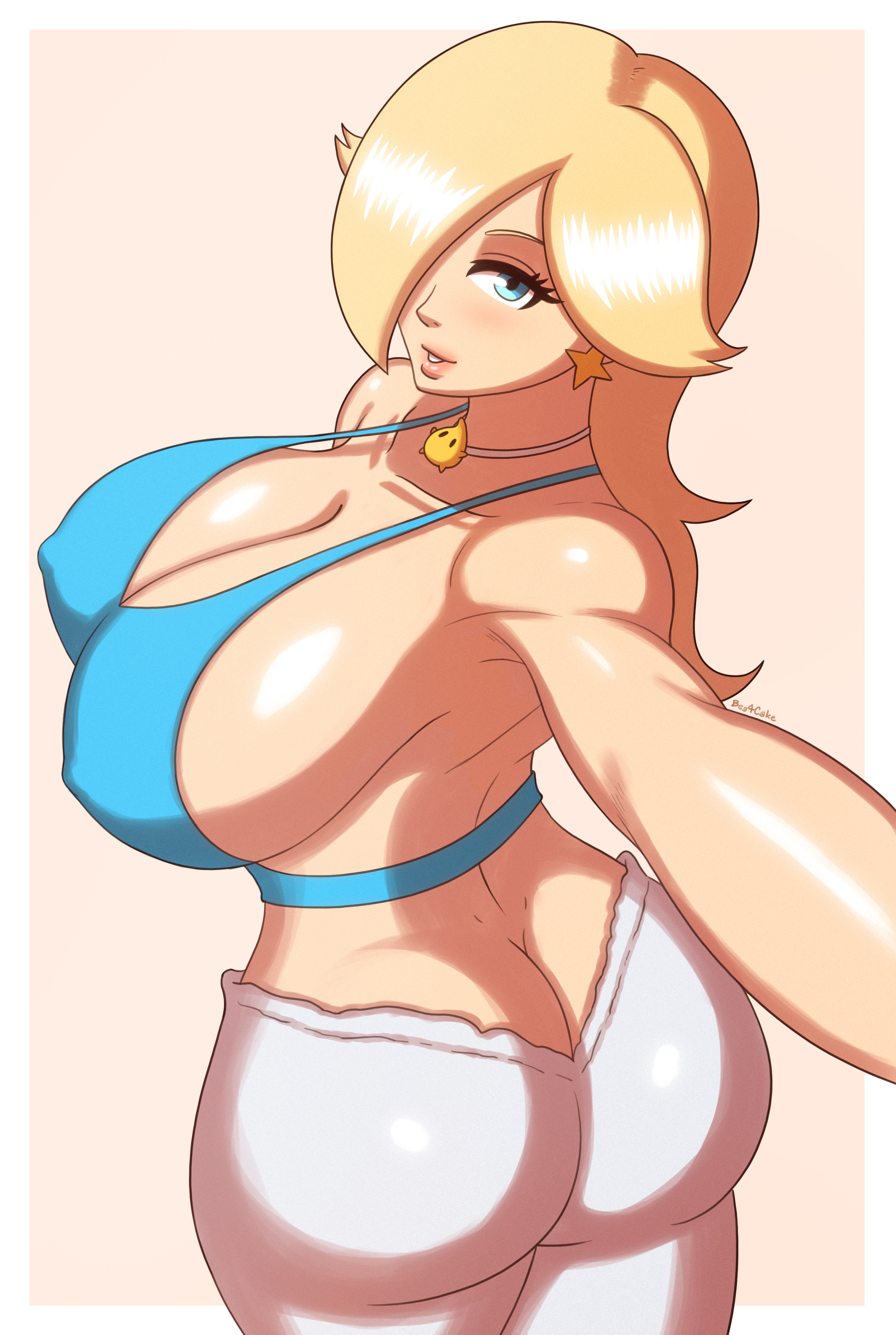 1girls, ass, ass cleavage, ass crack, bare shoulders, beg4cake, big ass, big breasts, big butt, blonde hair, boobs and butt pose, breasts, busty, butt crack, curvy, curvy female, curvy figure, female, hair covering eye, hair over one eye, huge ass, huge breasts, large ass, large breasts, large penis, light skin, light-skinned female, male, mario (series), mature, mature female, milf, nipple bulge, penis, princess rosalina, selfie pose, thick thighs, voluptuous, voluptuous female