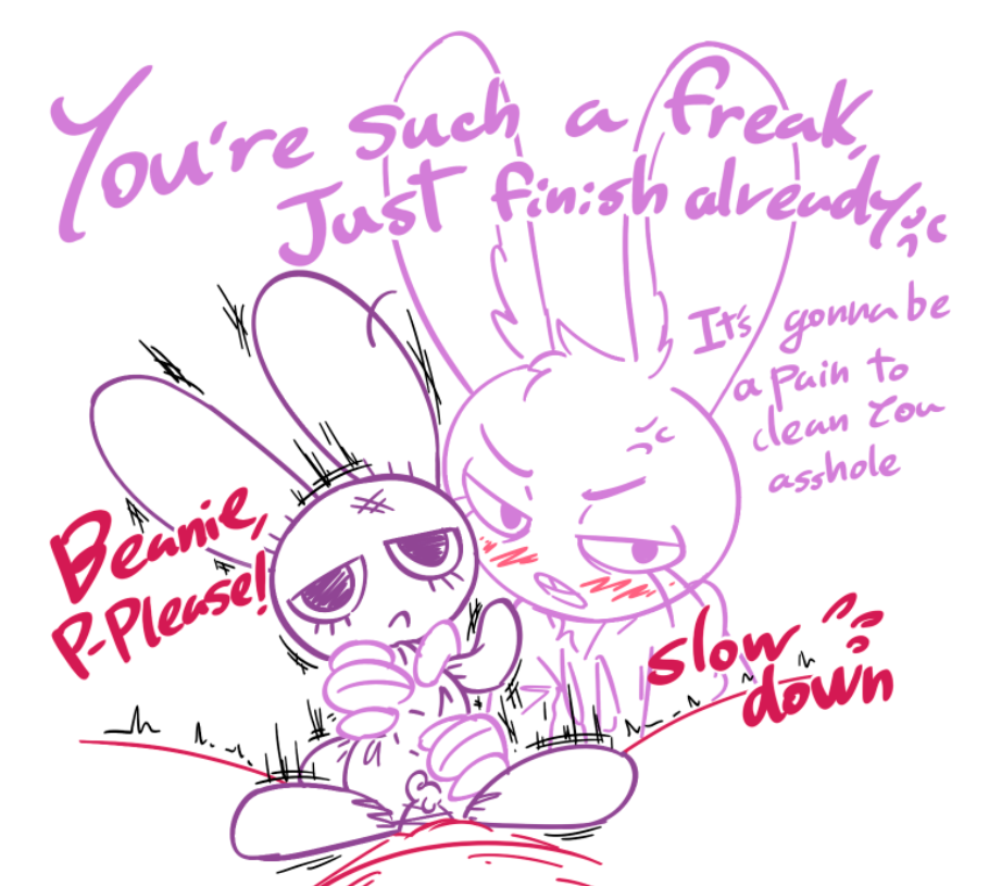 5_fingers angry anthro beanie_(roommates) blush blush_lines bonnie_(fnaf) bottomless canid canine clothed clothing color_coded color_coded_text cross-popping_vein deep_penetration dialogue dominant dominant_female duo eyelashes female fingers five_nights_at_freddy's fox foxy_(fnaf) head_tuft holding_object holding_plushie hoodie improvised_sex_toy inside lagomorph leporid looking_at_another looking_at_viewer male male/female mammal masturbating_another masturbation noseless penetration penile penile_penetration plushie plushie_penetrated plushophilia rabbit rackham_(roommates) roommates:motha scottgames simple_background soulcentinel submissive submissive_male talking_to_another text topwear tuft white_background