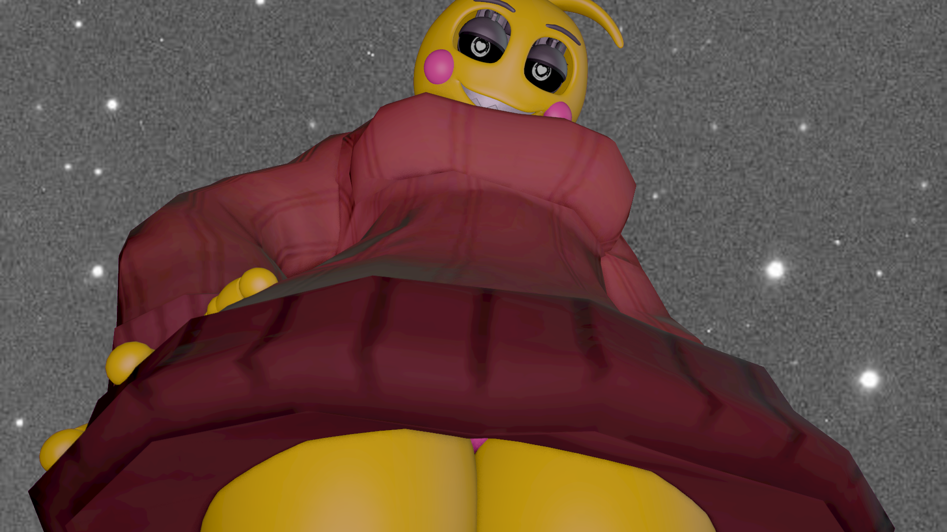 1girls, 3d, 3d (artwork), big thighs, cocky, confident, dominant, dominant female, female, femdom, five nights at freddy's, five nights at freddy's 2, fnaf, looking at viewer, looking down, perfect, perfect body, robot, robot girl, robot humanoid, seductive, seductive eyes, seductive look, seductive pose, seductive smile, self upload, self-upload, smile, solo, solo female, solo focus, sweater, thick thighs, thighs, thighs together, thong, toy chica, toy chica (fnaf), upskirt, upskirt view, visible underwear