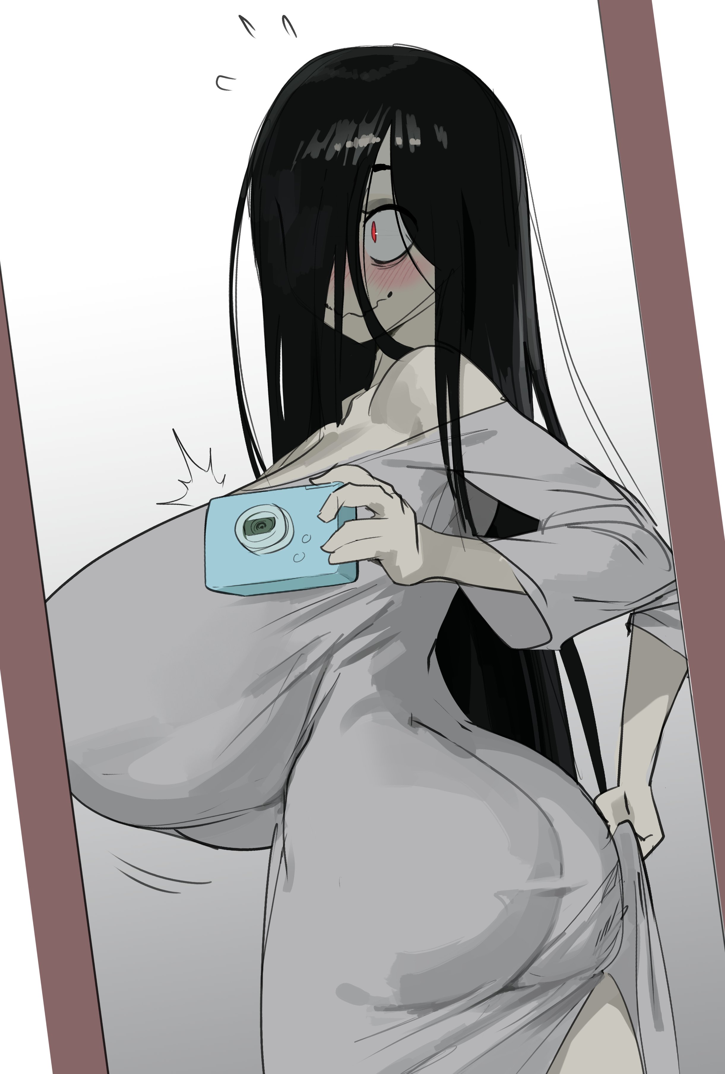 1girls, black hair, booruguru, breasts, female, ghost girl, huge breasts, tagme, the ring, yamamura sadako
