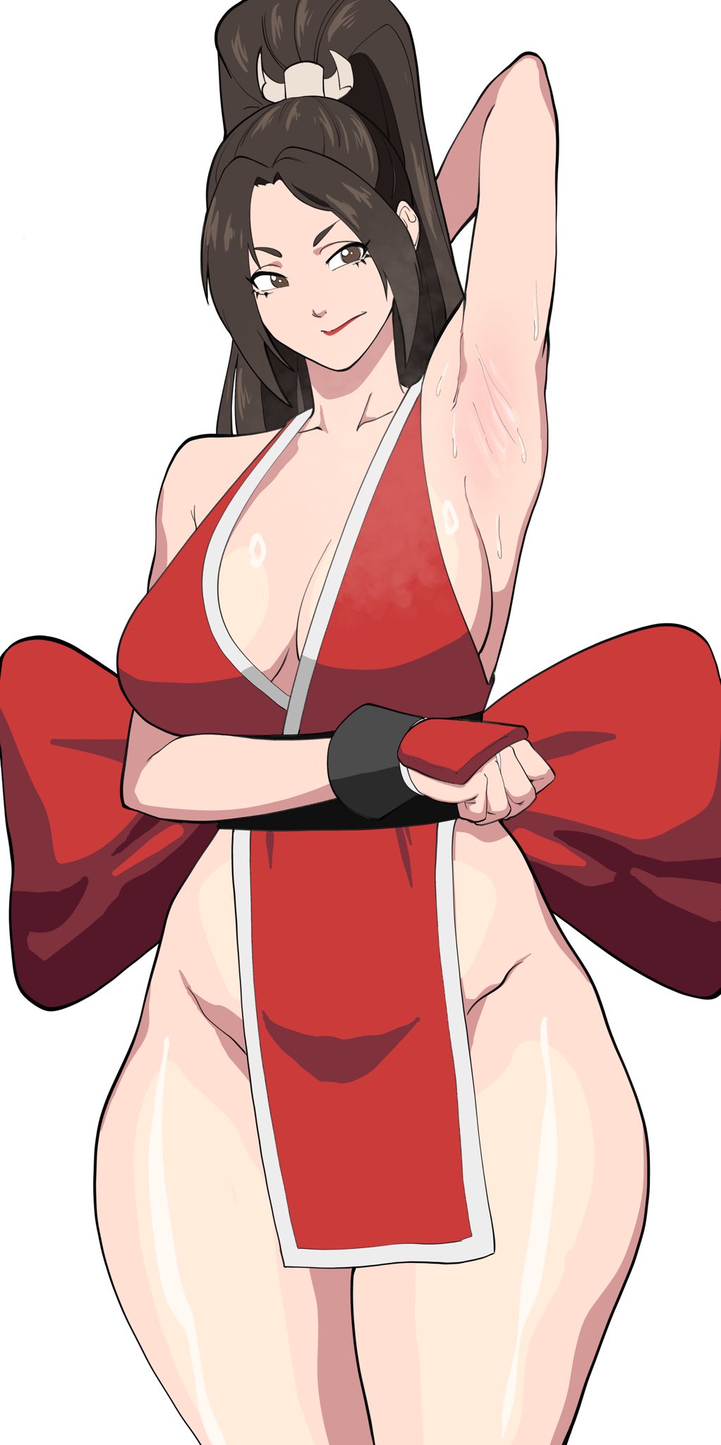 armpit fetish, armpits, big breasts, breasts, capcom, fatal fury, female, mai shiranui, octavius dp, sexy armpits, sweat, sweaty, sweaty armpits, thick thighs, thighs