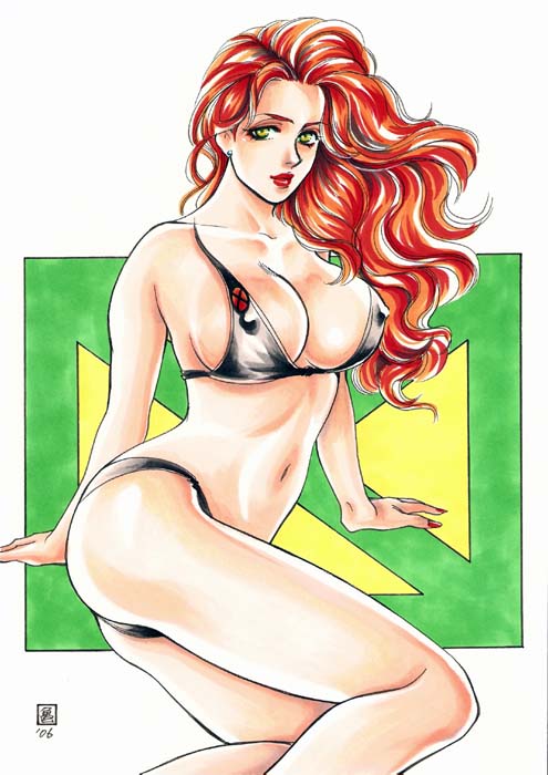 1girls 2006 female female_only jean_grey kame marvel phoenix_(x-men) solo straight_hair x-men