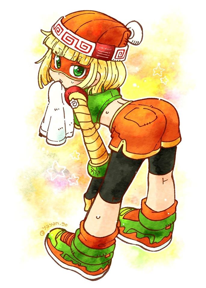 1girls, arms (game), bent over, female, female only, looking at viewer, min min (arms), nintendo, solo, super smash bros., teenager