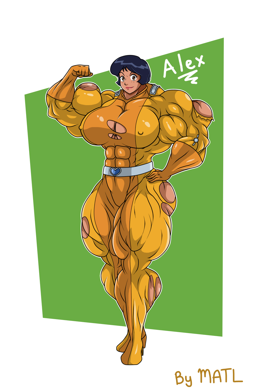 abs alex_(totally_spies) biceps breasts female matl muscles muscular muscular_arms muscular_female muscular_legs muscular_thighs pecs torn_bodysuit torn_clothes totally_spies