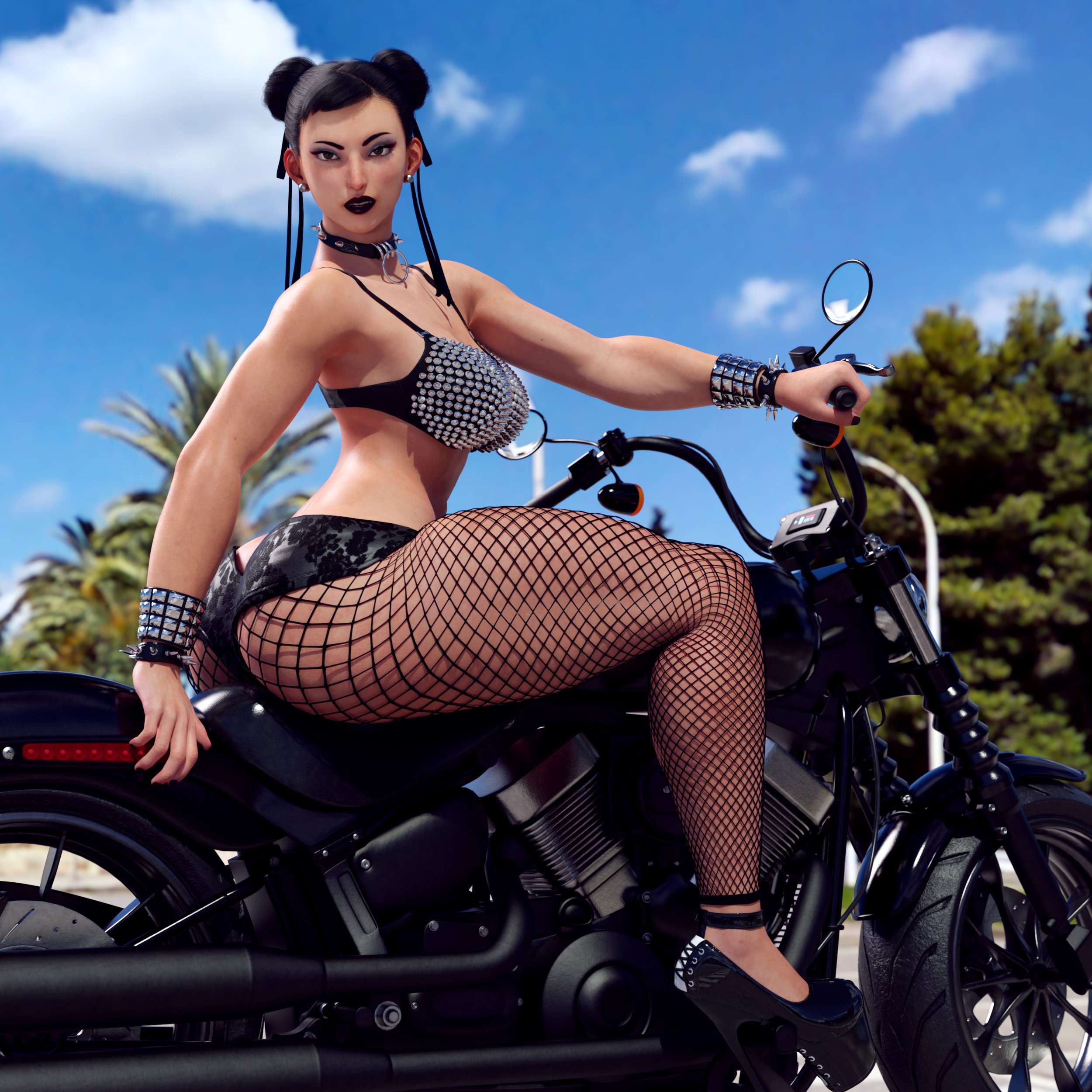1girls, 3d, abs, ass, big ass, big breasts, biker, breasts, capcom, chun-li, cleavage, entitledgoose, female, female only, fit, fit female, mature female, milf, muscular, muscular female, solo, solo focus, straight hair, street fighter, street fighter 6, tagme, thick thighs, wide hips