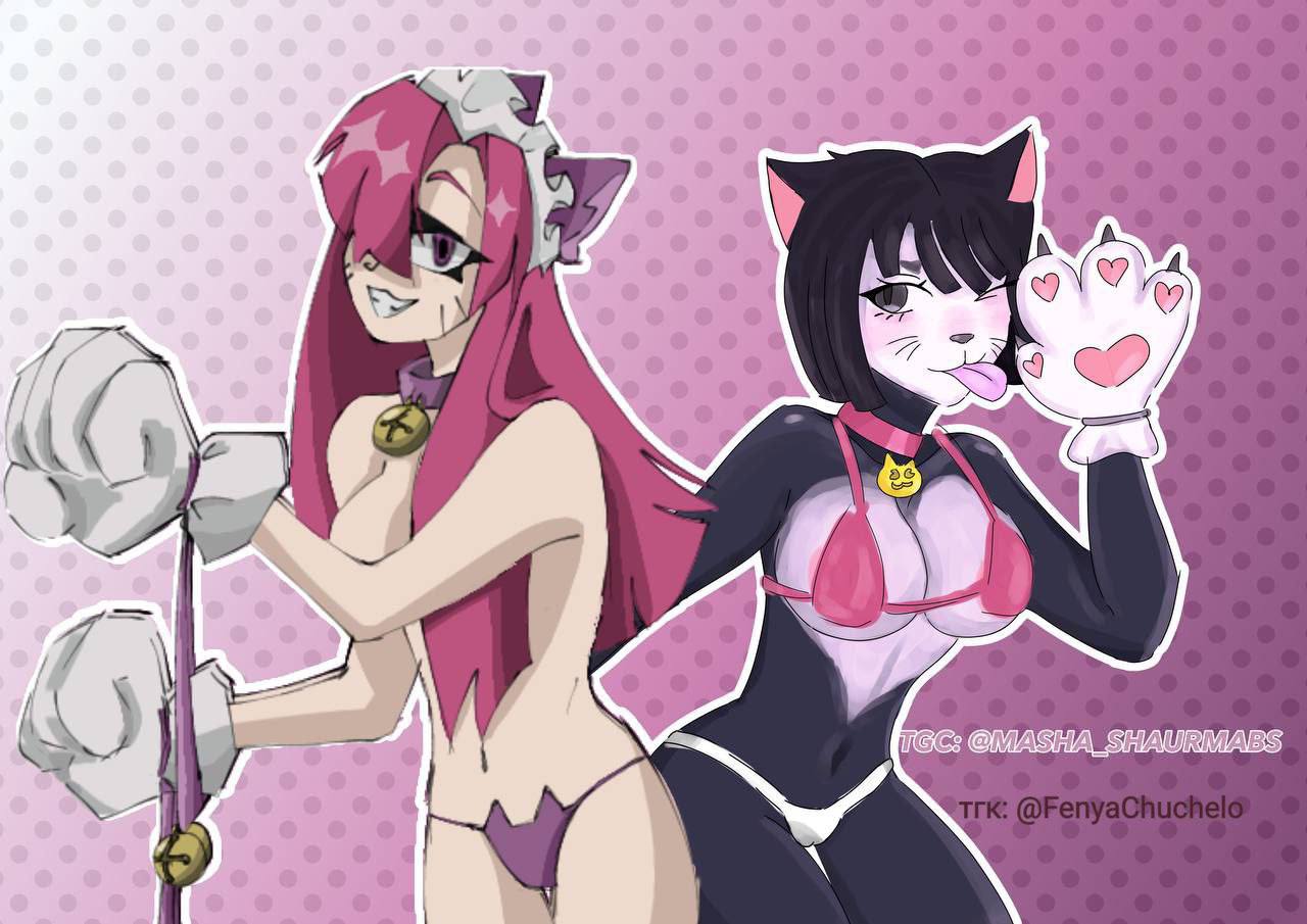 bikini brawl_stars colette_(brawl_stars) kit_(brawl_stars) masha_shaurmabs pinku_pawlette rule_63