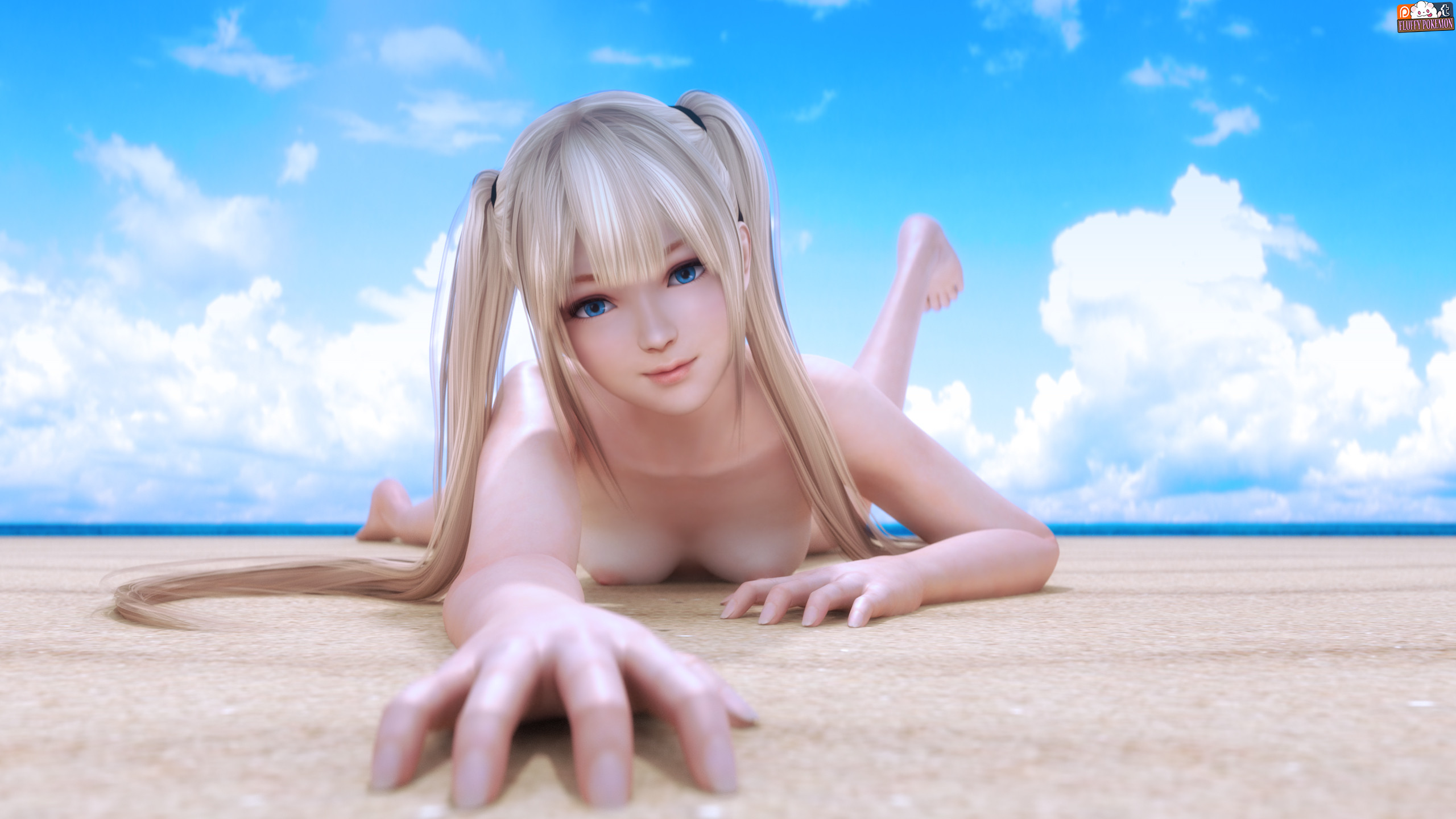 1girls, 3d, barefoot, beach, blender, blonde hair, blonde-haired female, blue eyes, breasts, casual, casual nudity, collarbone, completely naked, completely nude, dead or alive, exhibitionism, exhibitionist, feet, female, female only, fluffy pokemon, human, long hair, looking at viewer, marie rose, naked, naked female, nipples, nude, nude female, nudist, nudist beach, nudity, nudity girl, public, public nudity, small breast, solo, teenage female, teenager, tits, toes, twintails, young, young female, younger female