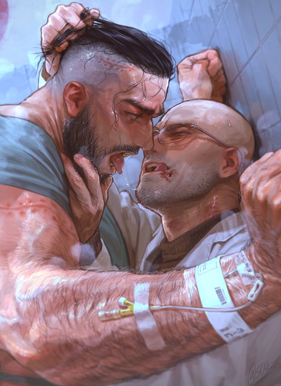 2020s 2024 2boys 2males accessory arm_hair arms arms_up athletic athletic_male bald bara barazoku beard big_muscles black_hair blush bodily_fluids body body_hair clothed clothes clothing daddy detailed_background dilf dominant dominant_male duo excited eyebrows facial_hair fit fit_male gay gay_domination gay_male gesture hair hairy_arms hand_hair hands hi_res high_resolution highres homosexual horn human human_only kiss kissing licking male male_focus male_only male_with_male manly masculine mature mature_male muscle muscles muscular muscular_human muscular_male neck_tuft only_male original original_character pose saliva saliva_drip saliva_on_tongue saliva_trail scar scars short_hair so4_(artist) solo_male standing stubble sweat sweating teeth thick_body thick_eyebrows toned toned_body toned_male tongue tongue_out tuft vein veiny yaoi zaddy