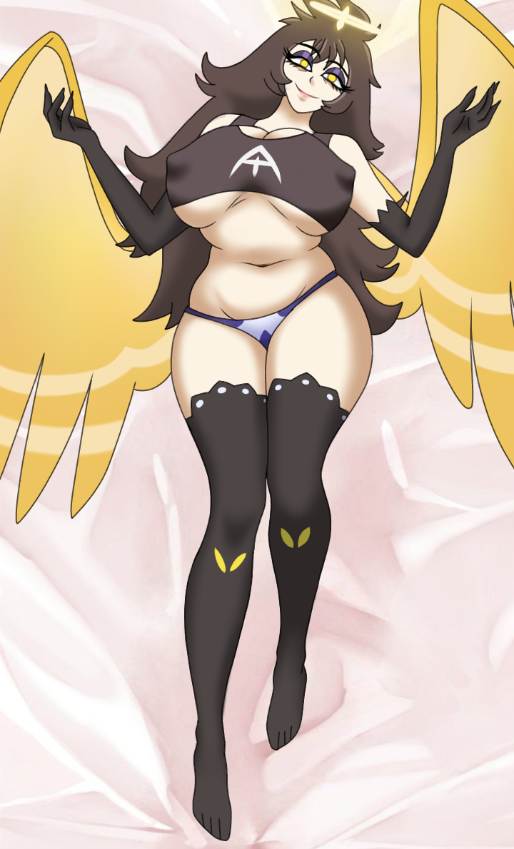 adam_(hazbin_hotel) angel angel_wings female female_only genderswap genderswap_(mtf) halo hazbin_hotel rule_63 slightly_chubby solo tagme the_first_man